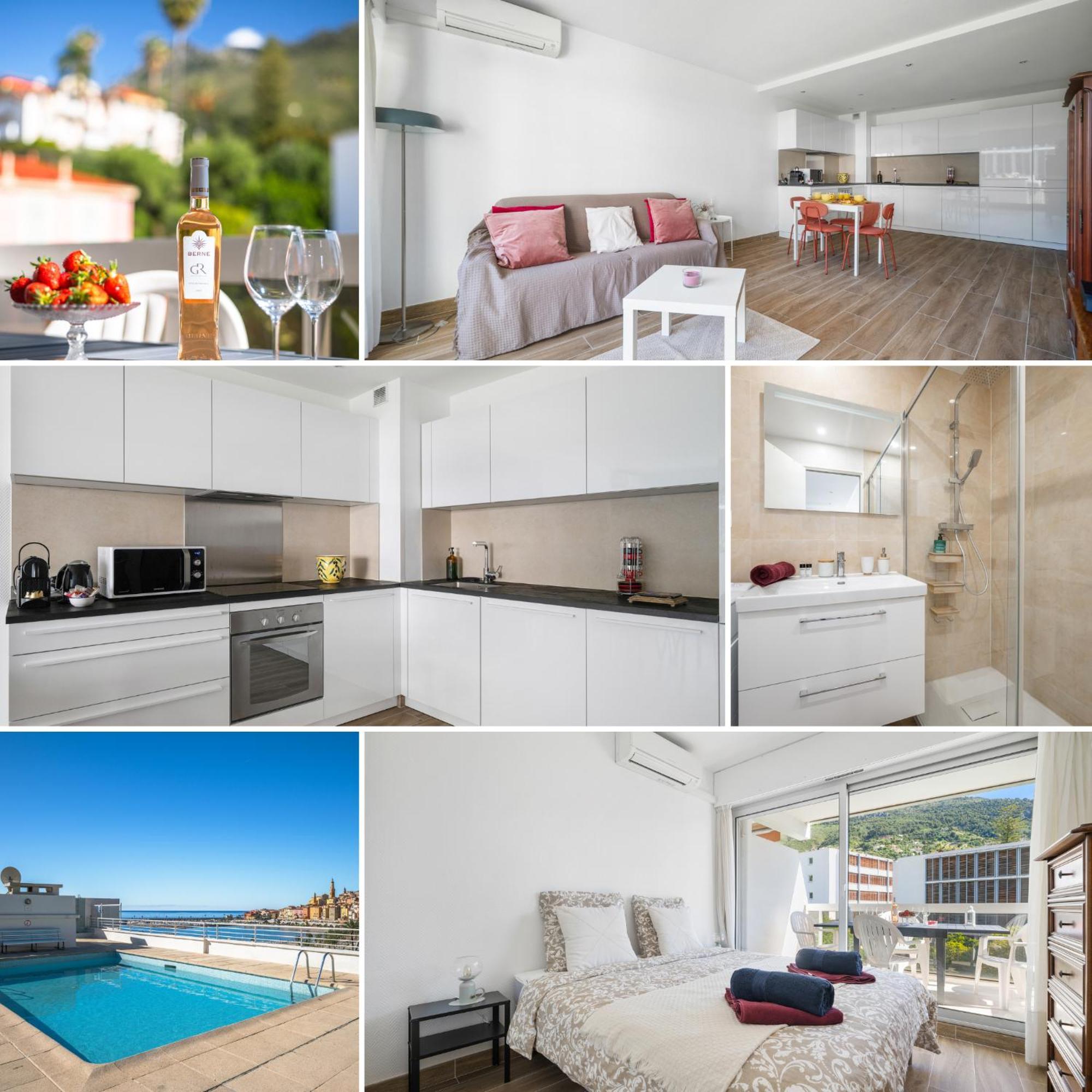 멍똥 Le Rocamare - Piscine Toit Terrasse - Parking Prive - Terrasse 아파트 외부 사진